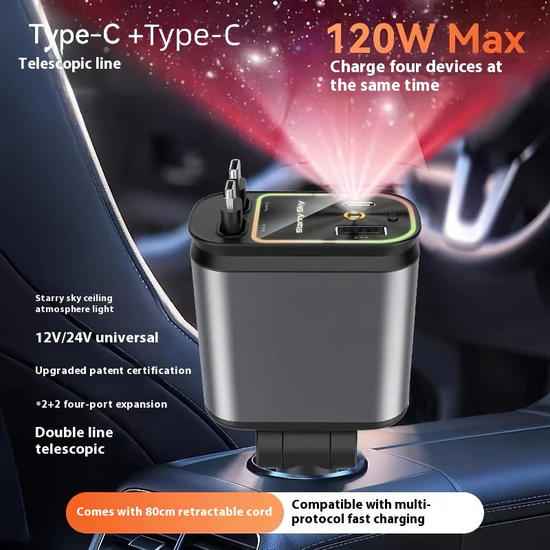 Four-in-one 120W Starry Sky Car Charger